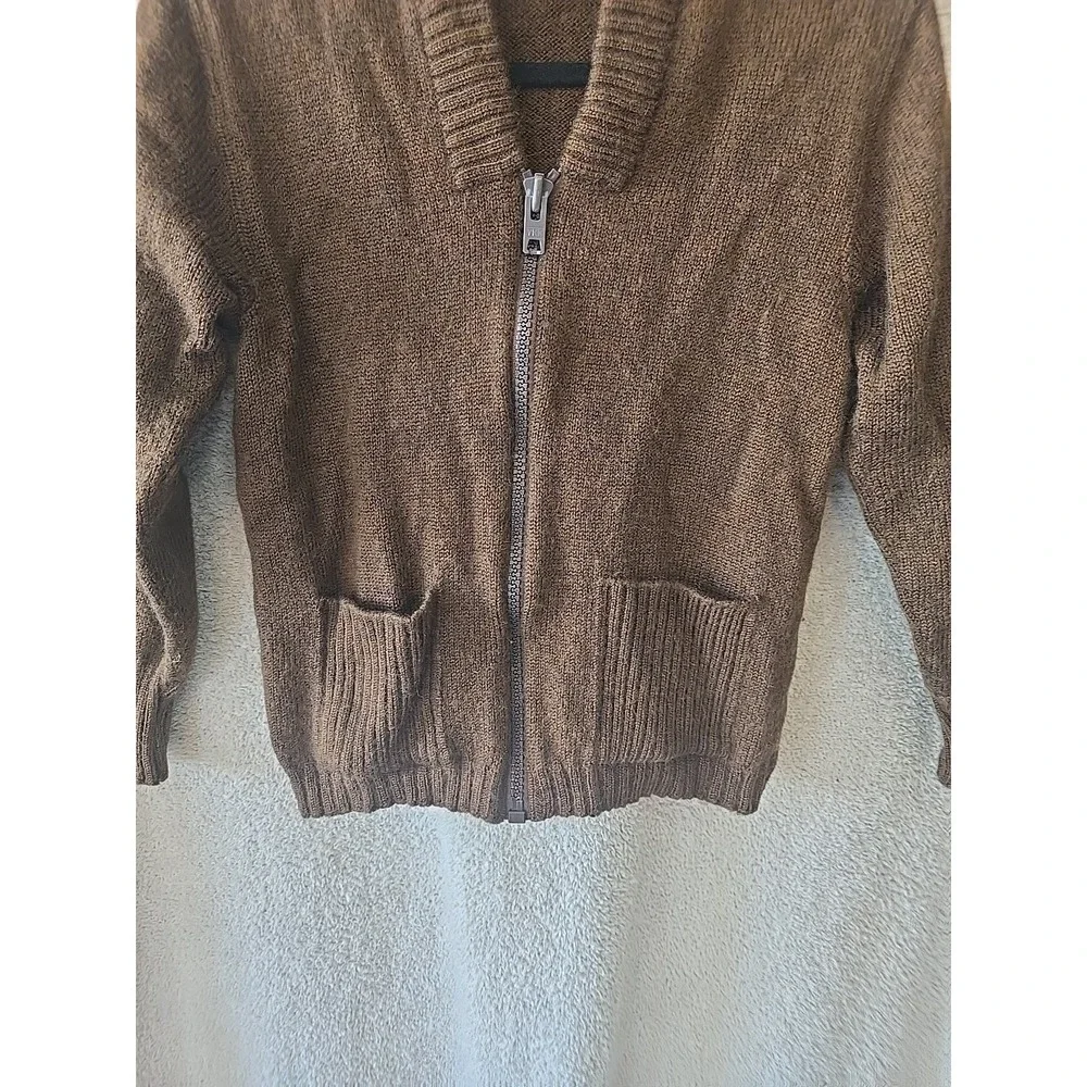 Ansett Pure New Wool Fullzip Cardigan Sweater Dark Brown‎ Tag Says 16 (Fits Med)
